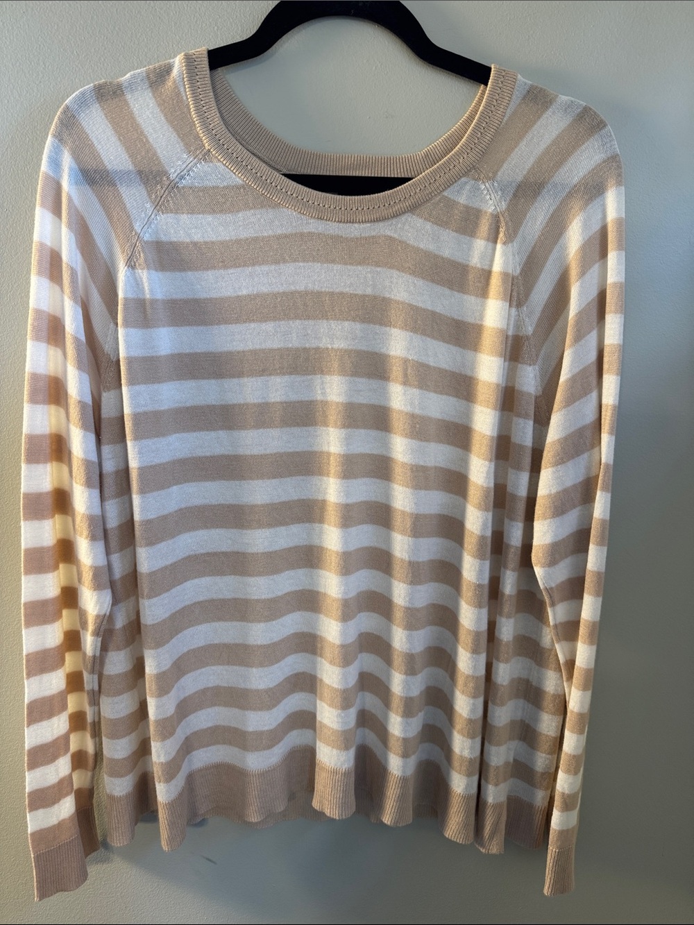 TORRID Striped Lightweight Knit Sweater Neutral Beige Cream Size 1X Plus Size